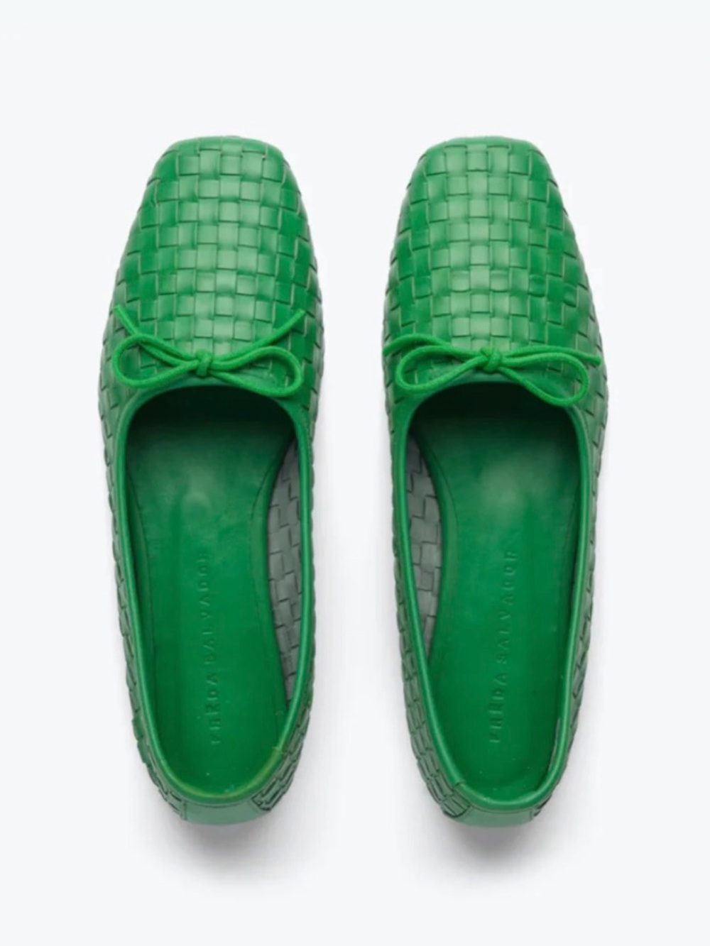 Freda Salvador Woven Leather Jada Ballet Flats Green NIB Size 8